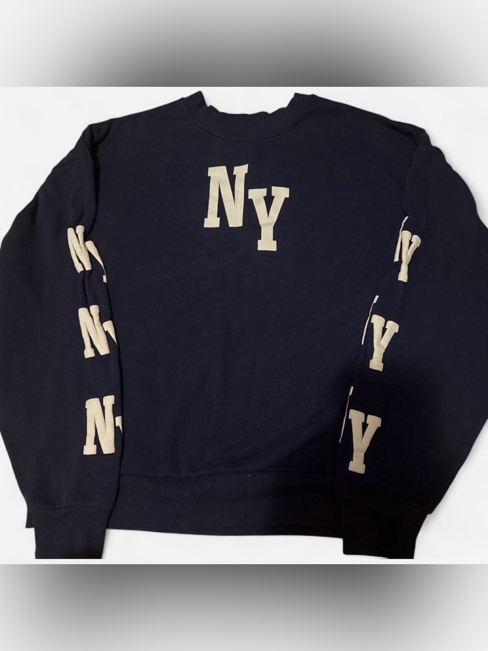 NY Logo Navy Crewneck Sweater - woman size (M)